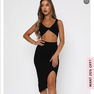 White Fox Boutique MIDI Skirt & Crop Set